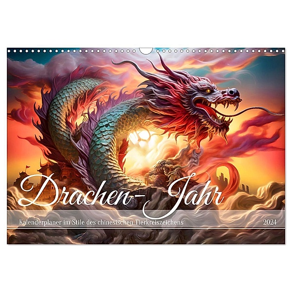 Drachen-Jahr - Kalenderplaner im Stile des chinesischen Tierkreiszeichens (Wandkalender 2024 DIN A3 quer), CALVENDO Monatskalender, Calvendo, Anja Frost