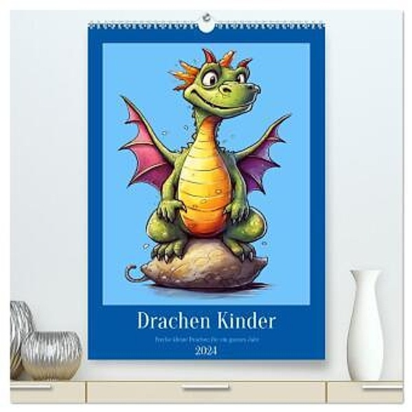 Drachen Kinder (hochwertiger Premium Wandkalender 2024 DIN A2 hoch), Kunstdruck in Hochglanz, Kerstin Waurick