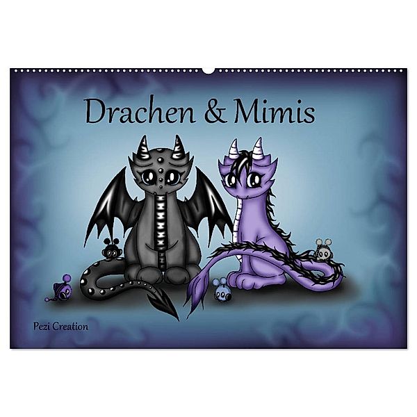 Drachen & Mimis (Wandkalender 2025 DIN A2 quer), CALVENDO Monatskalender, Calvendo, Pezi Creation / Petra Haberhauer