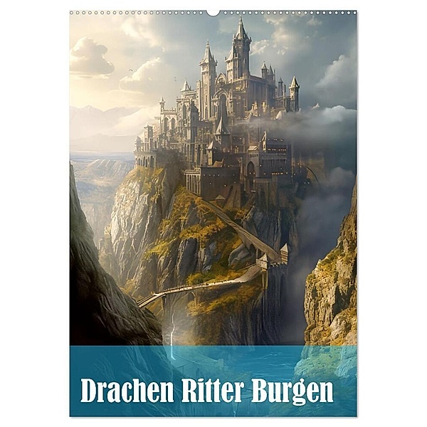 Drachen Ritter Burgen (Wandkalender 2024 DIN A2 hoch), CALVENDO Monatskalender, Liselotte Brunner-Klaus
