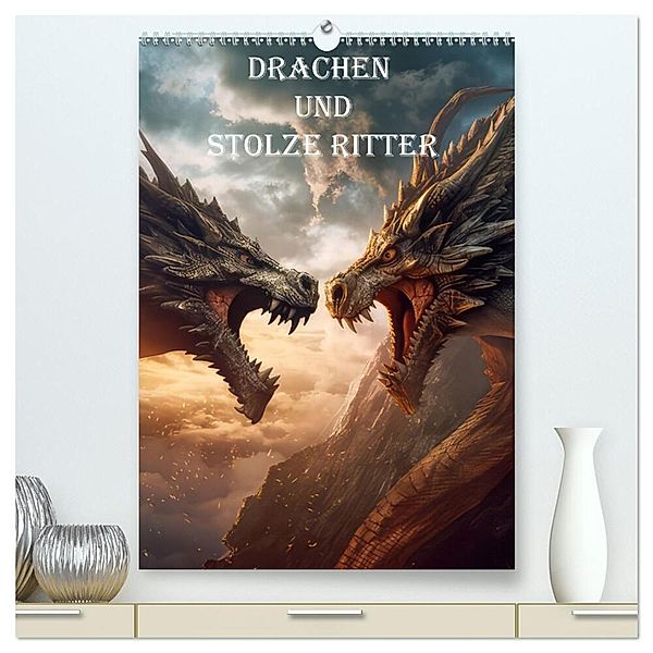 Drachen und stolze Ritter (hochwertiger Premium Wandkalender 2024 DIN A2 hoch), Kunstdruck in Hochglanz, Liselotte Brunner-Klaus