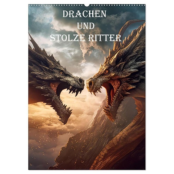 Drachen und stolze Ritter (Wandkalender 2024 DIN A2 hoch), CALVENDO Monatskalender, Liselotte Brunner-Klaus