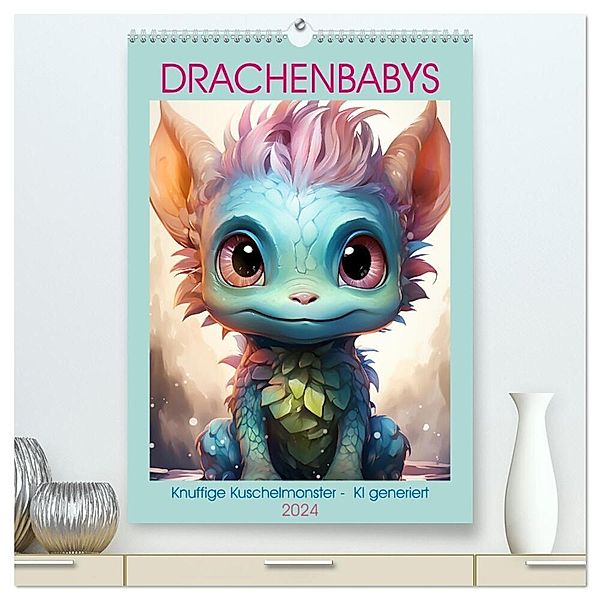 Drachenbabys (hochwertiger Premium Wandkalender 2024 DIN A2 hoch), Kunstdruck in Hochglanz, Cathrin Illgen
