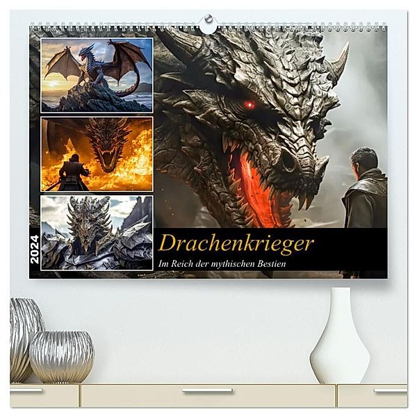 Drachenkrieger (hochwertiger Premium Wandkalender 2024 DIN A2 quer), Kunstdruck in Hochglanz, Sven Melisch