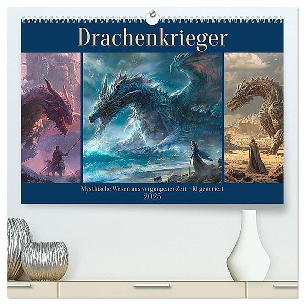 Drachenkrieger (hochwertiger Premium Wandkalender 2025 DIN A2 quer), Kunstdruck in Hochglanz, Calvendo, Cathrin Illgen