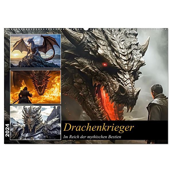 Drachenkrieger (Wandkalender 2024 DIN A2 quer), CALVENDO Monatskalender, Sven Melisch