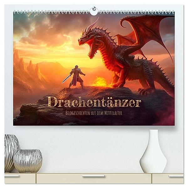 Drachentänzer - Bildgeschichten aus dem Mittelalter (hochwertiger Premium Wandkalender 2024 DIN A2 quer), Kunstdruck in Hochglanz, Bettina Dittmann