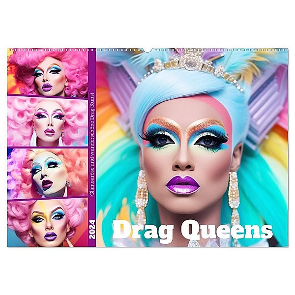 Drag Queens. Glamouröse und wunderschöne Drag-Kunst (Wandkalender 2024 DIN A2 quer), CALVENDO Monatskalender, Rose Hurley