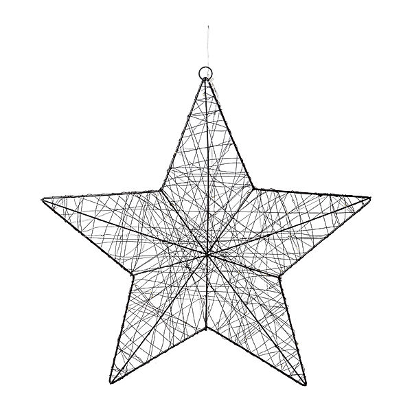 Draht Stern beleuchtet mit Aufh., 50 LED, 50 cm (Farbe: schwarz)