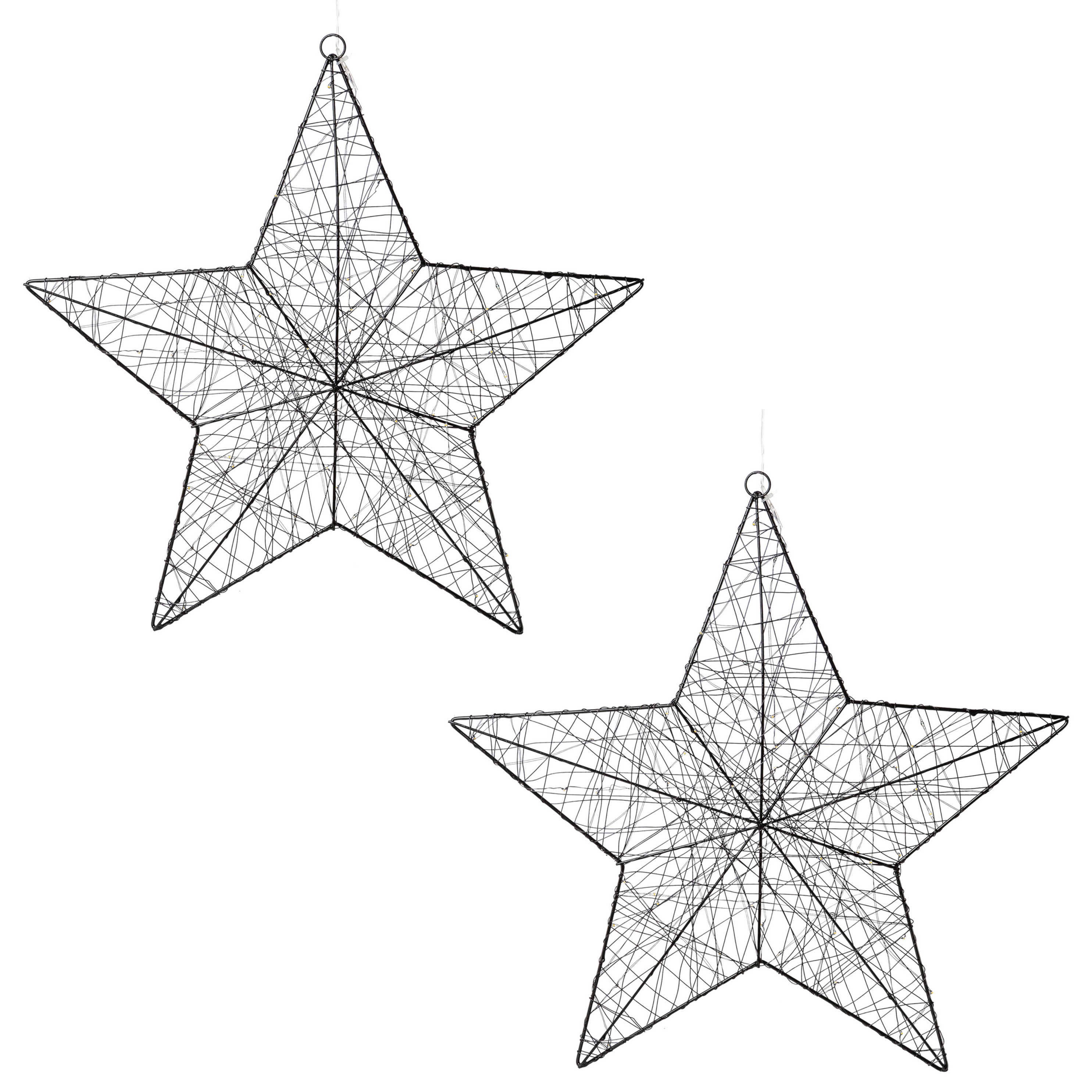 Draht Sterne 2er Set beleuchtet mit Aufh., 30 LED, 30 cm, schwarz, Timer  Funkt. | Weltbild.ch