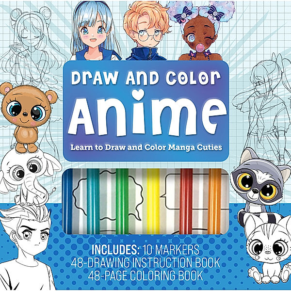Draw & Color Anime Kit, Editors of Chartwell Books