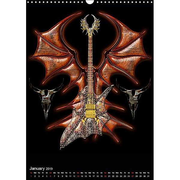 Dream Guitars (Wall Calendar 2019 DIN A3 Portrait), Bluesax