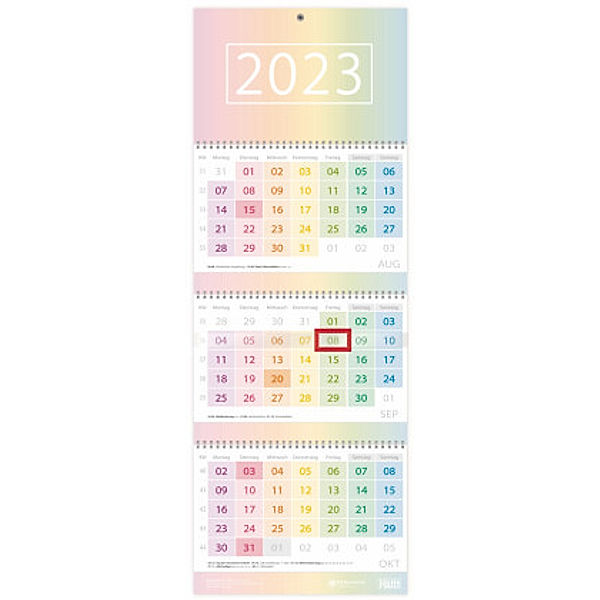 Drei-Monatskalender 2023 Wand-Kalender 12 MONATE [Rainbow]