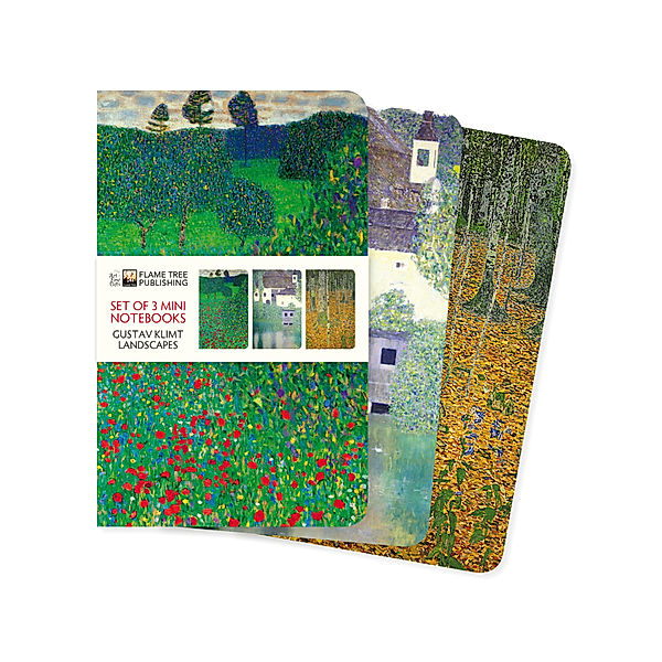 Dreier Set Mini-Notizbücher: Gustav Klimt, Landschaften, Flame Tree Publishing