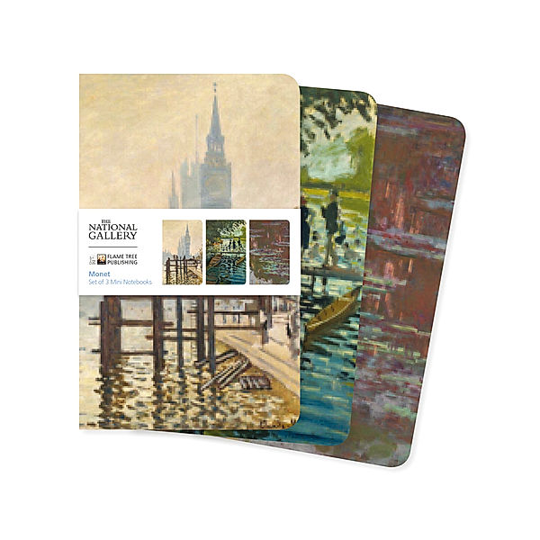 Dreier Set Mini-Notizbücher: National Gallery - Claude Monet, Flame Tree Publishing