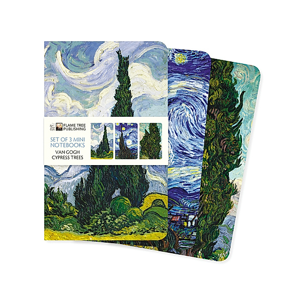 Dreier Set Mini-Notizbücher: Vincent van Gogh, Zypressen, Flame Tree Publishing