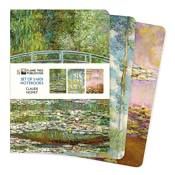 Dreier Set Mittelformat-Notizbücher: Claude Monet, Flame Tree Publishing