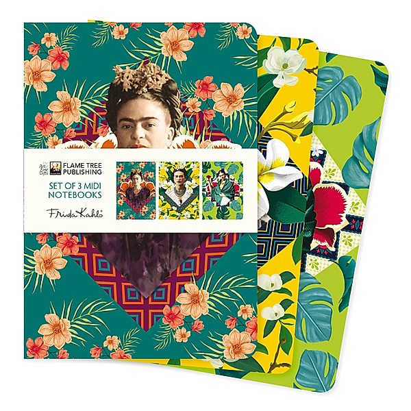 Dreier Set Mittelformat-Notizbücher: Frida Kahlo, Flame Tree Publishing