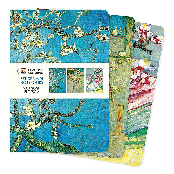 Dreier Set Mittelformat-Notizbücher: Vincent van Gogh, Blüten, Flame Tree Publishing