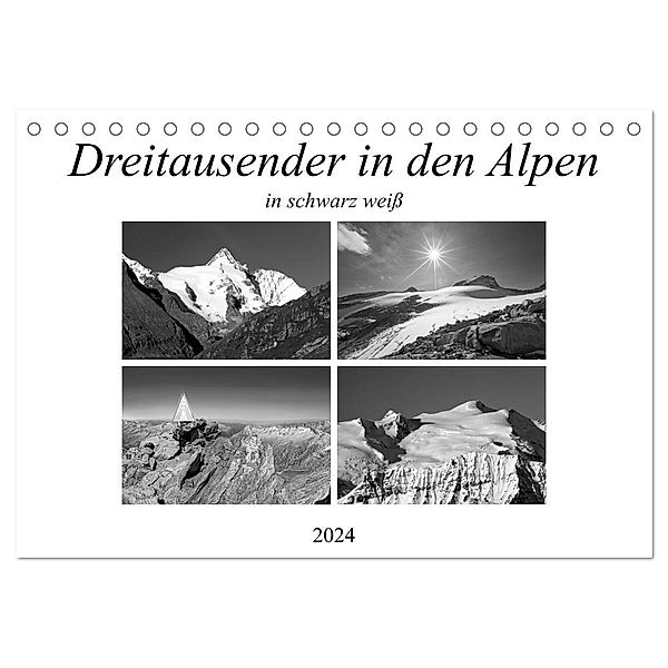 Dreitausender in den Alpen (Tischkalender 2024 DIN A5 quer), CALVENDO Monatskalender, Christa Kramer