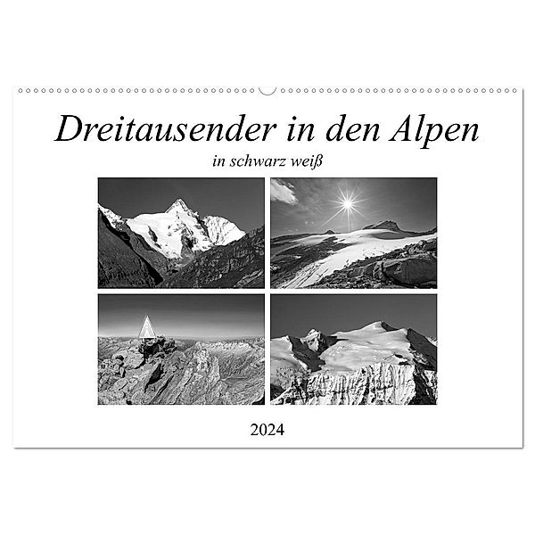 Dreitausender in den Alpen (Wandkalender 2024 DIN A2 quer), CALVENDO Monatskalender, Christa Kramer