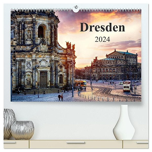 Dresden 2024 / Geburtstagskalender (hochwertiger Premium Wandkalender 2024 DIN A2 quer), Kunstdruck in Hochglanz, Dirk Meutzner