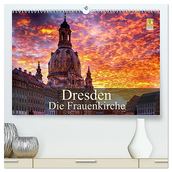 Dresden - Die Frauenkirche (hochwertiger Premium Wandkalender 2024 DIN A2 quer), Kunstdruck in Hochglanz, Dirk Meutzner