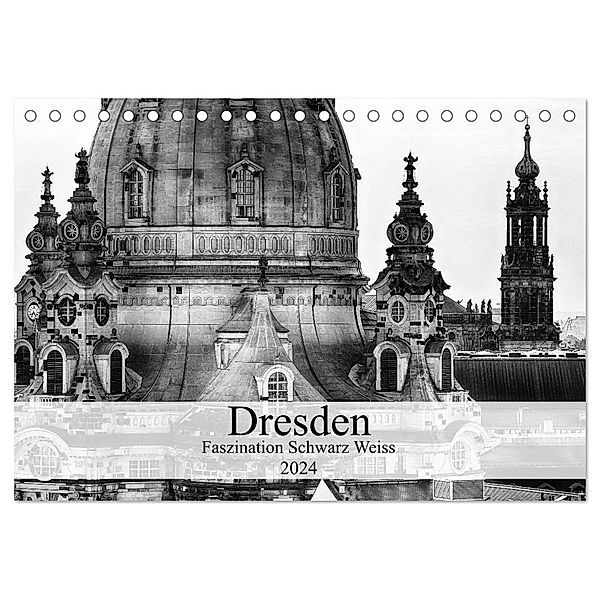 Dresden Faszination Schwarz Weiss (Tischkalender 2024 DIN A5 quer), CALVENDO Monatskalender, Dirk Meutzner