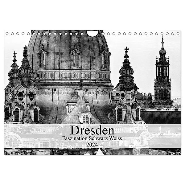 Dresden Faszination Schwarz Weiss (Wandkalender 2024 DIN A4 quer), CALVENDO Monatskalender, Dirk Meutzner