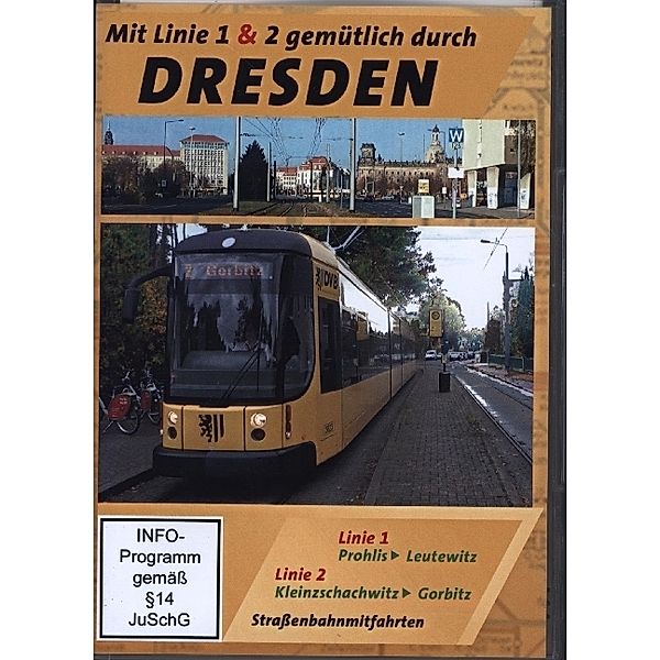 Dresden - Mit Linie 1 & 2 gemütlich durch Dresden - Strassenbahnmitfahrten,1 DVD
