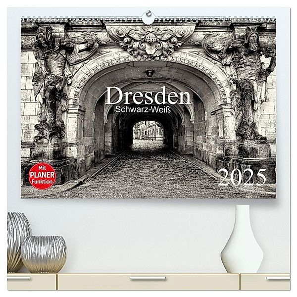 Dresden Schwarz-Weiß (hochwertiger Premium Wandkalender 2025 DIN A2 quer), Kunstdruck in Hochglanz, Calvendo, Dirk Meutzner