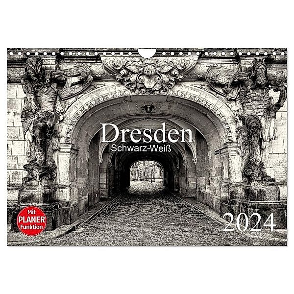 Dresden Schwarz-Weiß (Wandkalender 2024 DIN A4 quer), CALVENDO Monatskalender, Dirk Meutzner