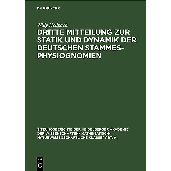 Dritte Mitteilung zur Statik und Dynamik der deutschen Stammesphysiognomien, Willy Hellpach