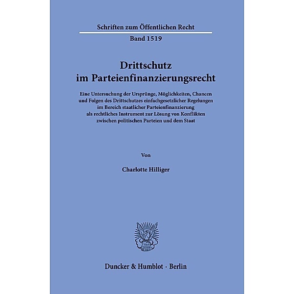 Drittschutz im Parteienfinanzierungsrecht., Charlotte Hilliger