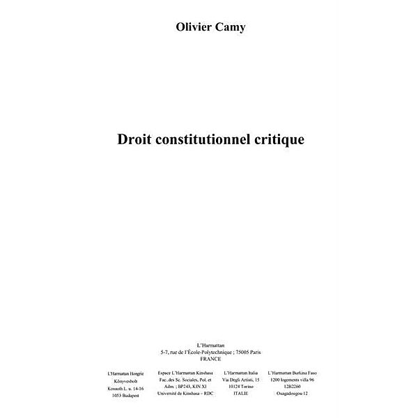 Droit constitutionnel critique / Hors-collection, Lecler Eric