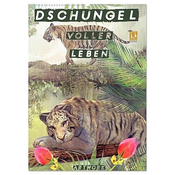 Dschungel voller Leben - Artwork (Wandkalender 2024 DIN A2 hoch), CALVENDO Monatskalender, Liselotte Brunner-Klaus