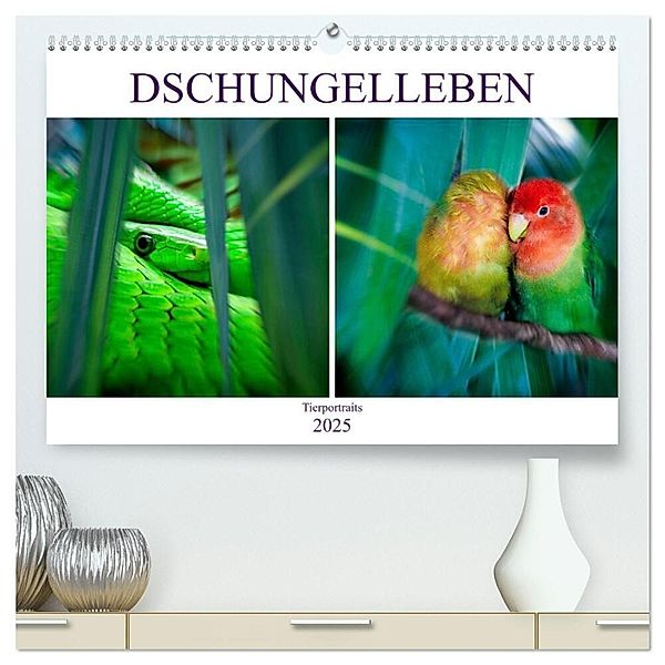 Dschungelleben - Tierportraits (hochwertiger Premium Wandkalender 2025 DIN A2 quer), Kunstdruck in Hochglanz, Calvendo, Liselotte Brunner-Klaus