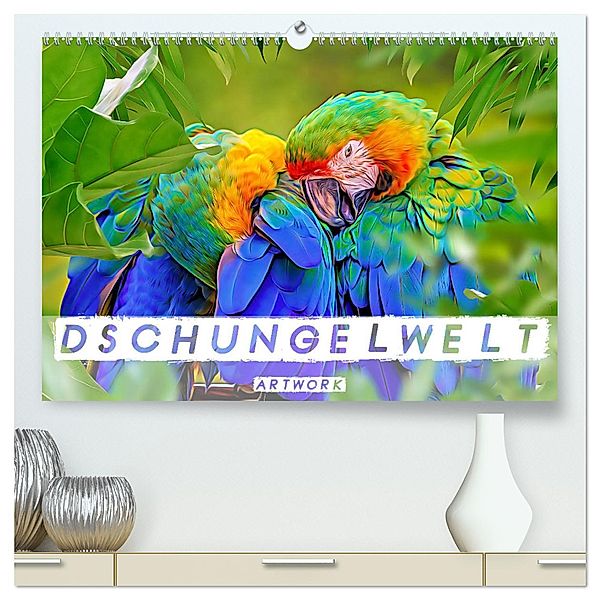 Dschungelwelt - Artwork (hochwertiger Premium Wandkalender 2025 DIN A2 quer), Kunstdruck in Hochglanz, Calvendo, Liselotte Brunner-Klaus