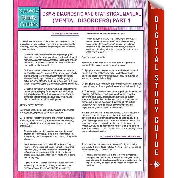 DSM-5 Diagnostic and Statistical Manual (Mental Disorders) Part 1 / Dot EDU, Speedy Publishing