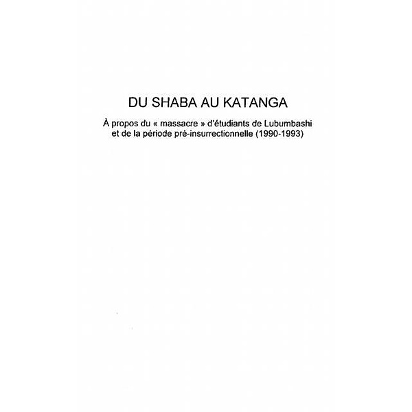 Du shaba au katanga - a proposdu &quote;massa / Hors-collection, Esdras Kambale Bahekwa
