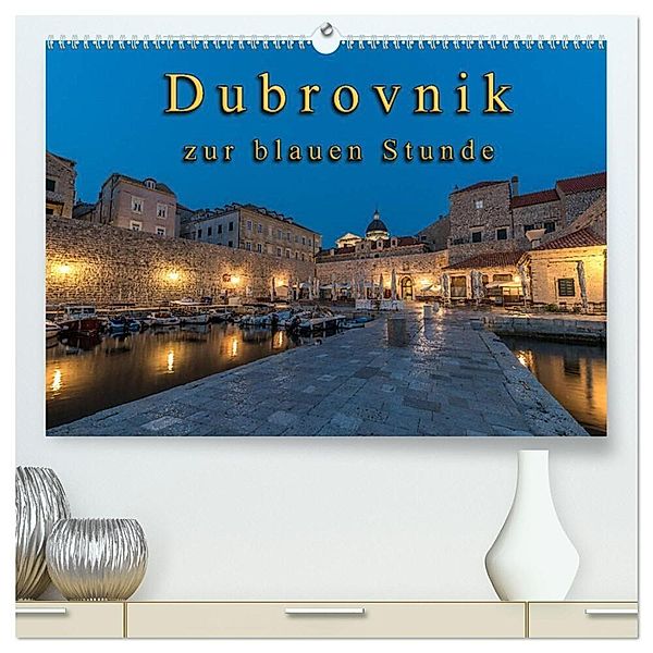 Dubrovnik zur blauen Stunde (hochwertiger Premium Wandkalender 2024 DIN A2 quer), Kunstdruck in Hochglanz, Jens Schneider