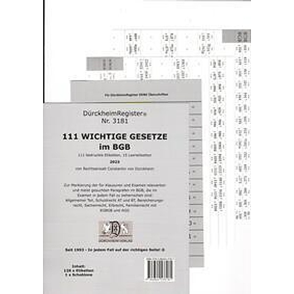 DürckheimRegister® BGB - 111 WICHTIGE §§ im BGB, Constantin Dürckheim