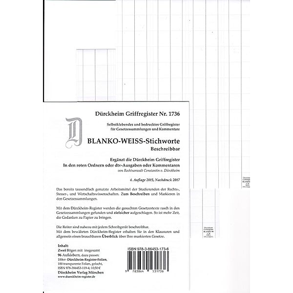 DürckheimRegister® BLANKO: WEISS-GROSS Beschreibbar, Constantin von Dürckheim