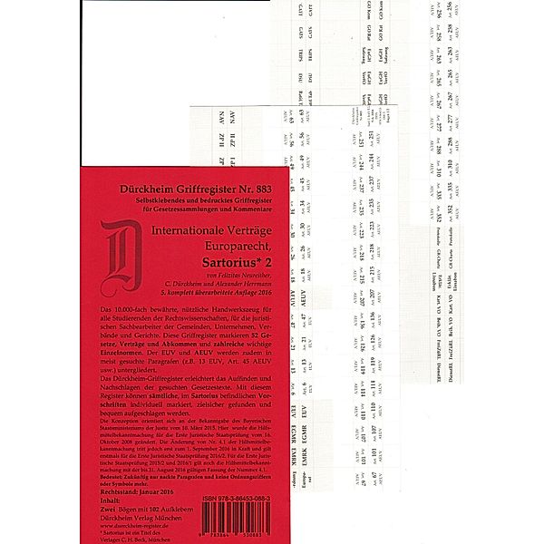 DürckheimRegister® SARTORIUS II - Internationale Verträge, Europarecht, Alexander Herrmann, Constantin von Dürckheim