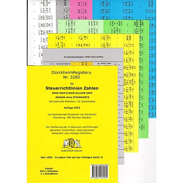 DürckheimRegister® STEUERRICHTLINIEN OHNE Stichworte, Wichtige Gesetze und §§,, Thorsten Glaubitz, Constantin Dürckheim