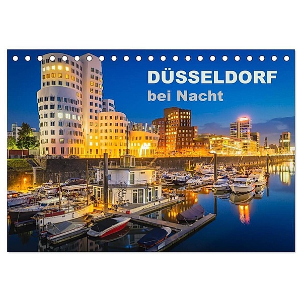 Düsseldorf bei Nacht (Tischkalender 2024 DIN A5 quer), CALVENDO Monatskalender, Roland Abel