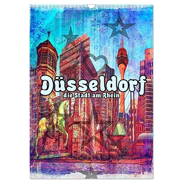 Düsseldorf die Stadt am Rhein (Wandkalender 2024 DIN A3 hoch), CALVENDO Monatskalender, Nico Bielow