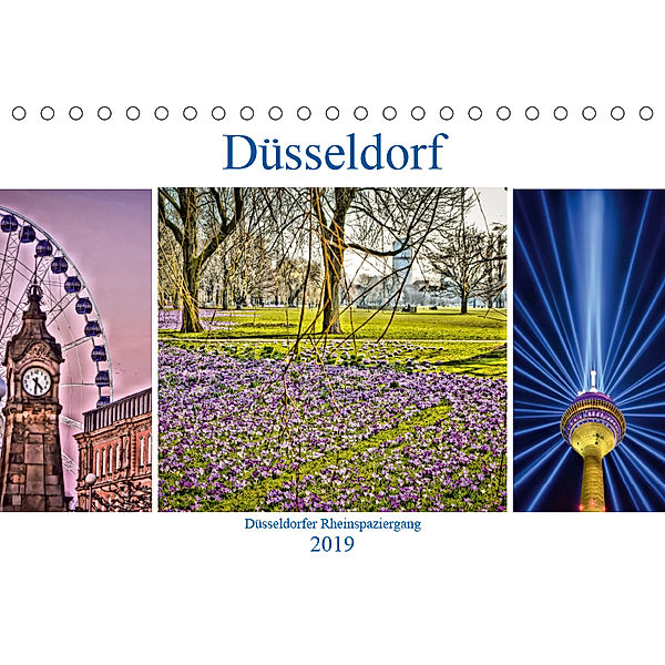 Düsseldorf - Düsseldorfer Rheinspaziergang (Tischkalender 2019 DIN A5 quer), Bettina Hackstein