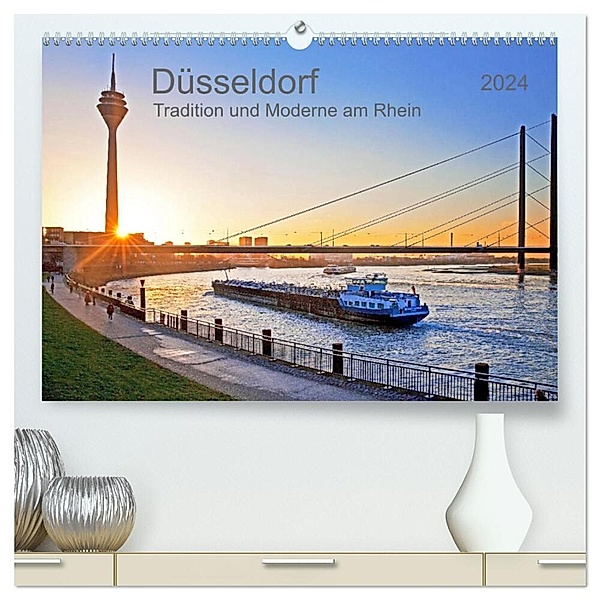 Düsseldorf - Tradition und Moderne am Rhein (hochwertiger Premium Wandkalender 2024 DIN A2 quer), Kunstdruck in Hochglanz, Prime Selection