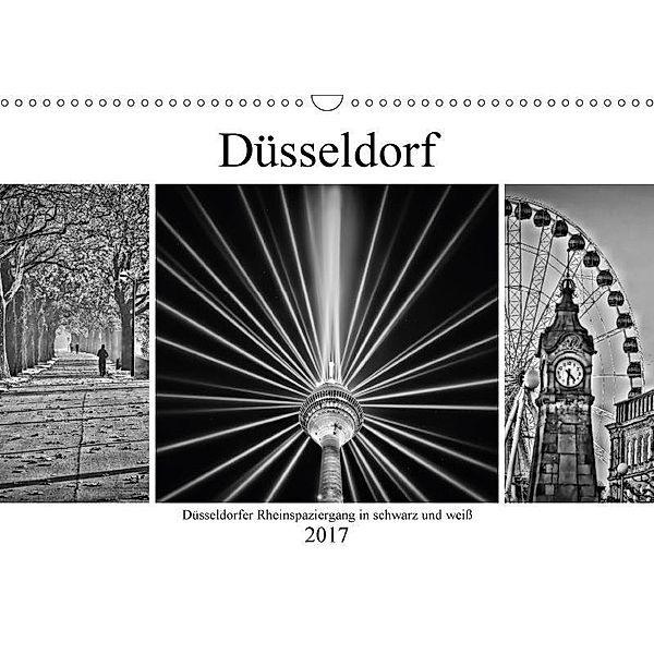 Düsseldorfer Rheinspaziergang in schwarz und weiß (Wandkalender 2017 DIN A3 quer), Bettina Hackstein